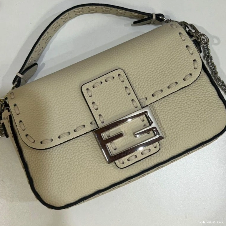 Cheap Mini In Baguette Selleria Leather Fendi Romano Cuoio Beige Bag 0815